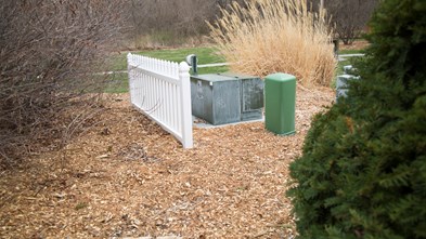 Landscaping around a padmount transformer